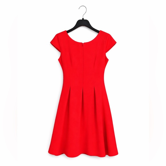 CB Women’s Red Cap Sleeve Fit & Flare Dress – Size 14 Petite | Classic Elegance - Picture 2 of 3
